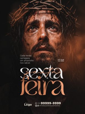 Sexta Feira Santa Cada Ferida um Propósito Post de Igreja PSD Editável