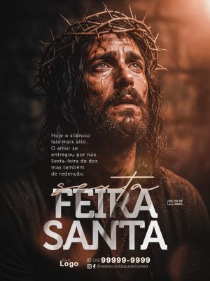 Sexta-feira Santa Hoje o Silêncio Fala Mais Alto Banner Oração PSD Editável