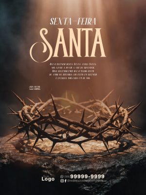 Sexta-Feira Santa Reflexão Coroa de Espinhos PSD Editável