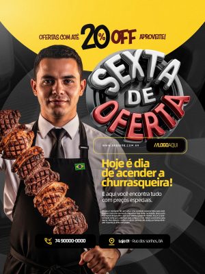 Sexta de Oferta Hoje de Acender a Churrasqueira PSD Editável 