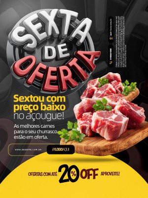 Sexta de Oferta Sextou Com Preço Baixo No Açougue PSD Editável 