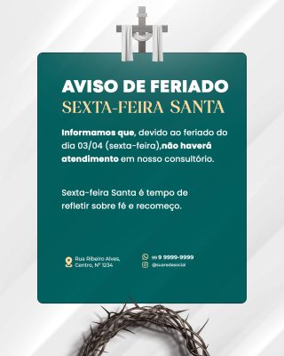 Páscoa Aviso de Feriado Sexta-feira Santa Template PSD Editável