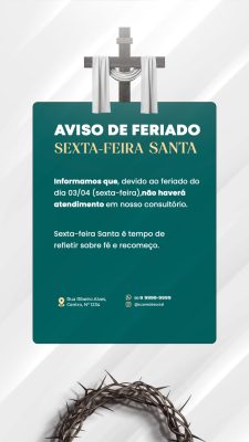 Sexta-feira Santa Aviso de Feriado Atendimento Suspenso PSD Editável