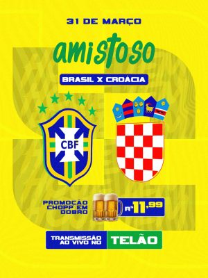 Amistoso Brasil x Croácia Transmissão ao Vivo Telão PSD Editável