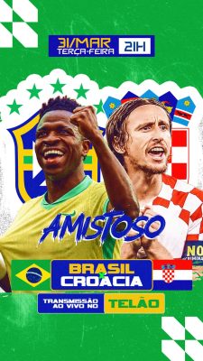 Amistoso Brasil Croácia 31/MAR Transmissão Telão PSD Editável