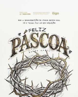 Feliz Páscoa - Páscoa Cristã - PSD Editável