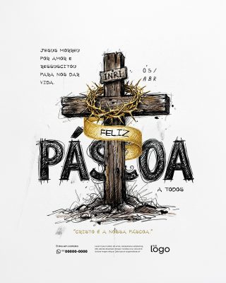 Feliz Páscoa - Páscoa Cristã - PSD Editável