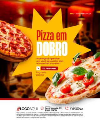 Pizzaria Pizza Em Dobro Promoção Imperdível PSD Editável
