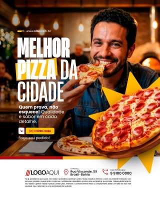 Pizzaria Melhor Pizza da Cidade Que Prova Não Esquece PSD Editável