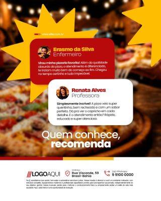 Pizzaria Quem Conhece Recomenda Feedback PSD Editável
