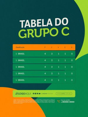 Copa do Mundo Tabela do Grupo C PSD Editável