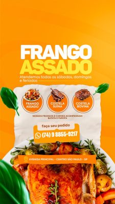 Frango Assado Delivery Sábados Domingos Feriados Design PSD Editável