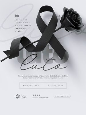 Luto Aqueles Que Amamos Nunca Morrem PSD Editável