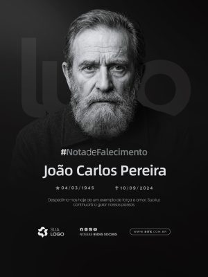 Luto Nota de Falecimento PSD Editável