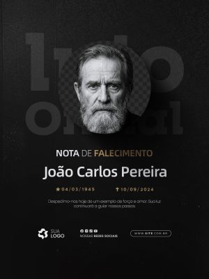 Luto Nota de Falecimento Sua Luz Continuará a Guiar Nossos Passos  PSD Editável