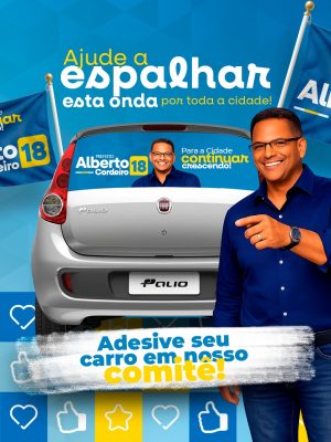 Campanha Política Alberto 18 Adesive Seu Carro em Nosso Comitê PSD Editável