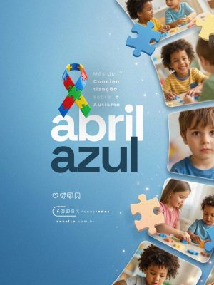 Abril Azul Mês de Conscientização Sobre o Autismo PSD Editável   