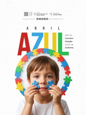 Abril Azul Mês de Conscientização Sobre o Autismo PSD Editável   