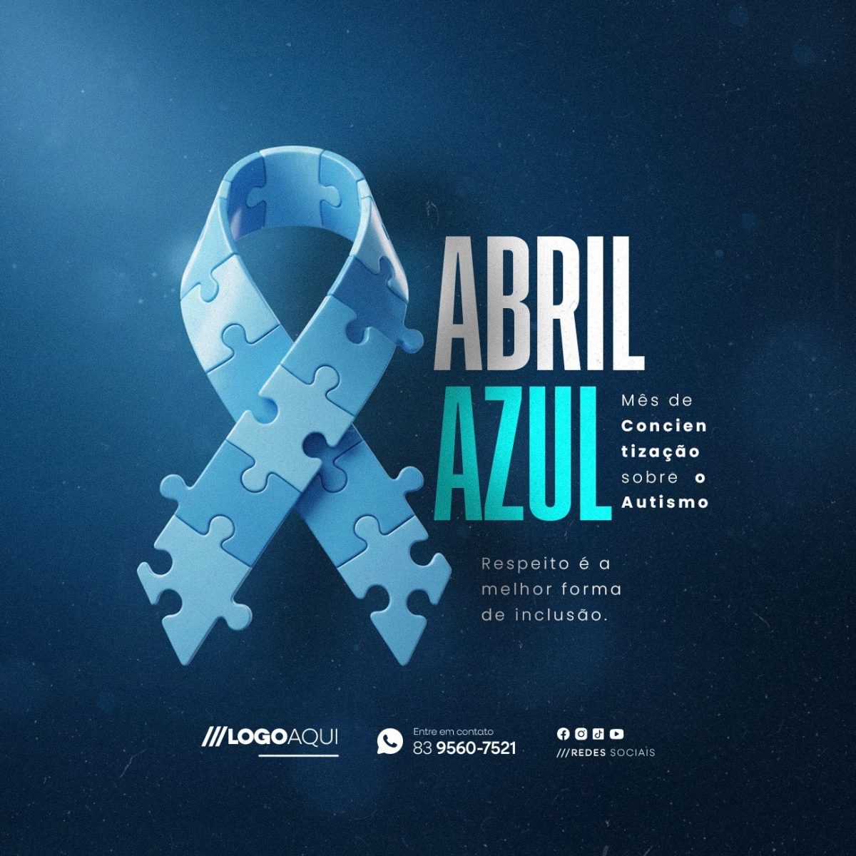 Abril Azul Respeito é o Melhor Forma de Inclusão PSD Editável   