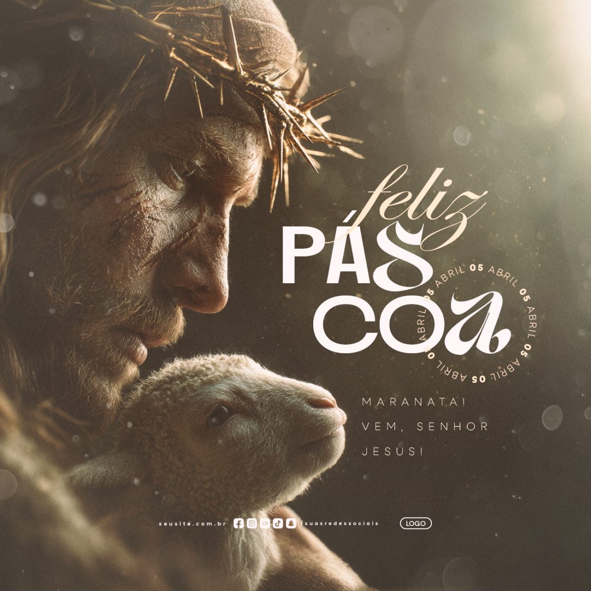 Feliz Páscoa 05 de Abril Senhor Jesus PSD Editável