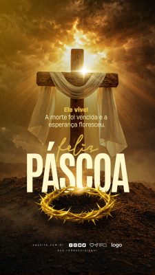 Páscoa Ele Vive A Morte Foi Vencida Template Social Media PSD Editável