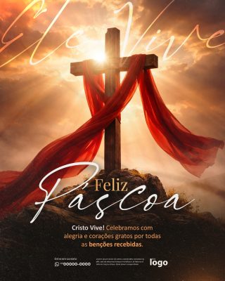 Páscoa Feliz Páscoa Cristo Vive PSD Editável