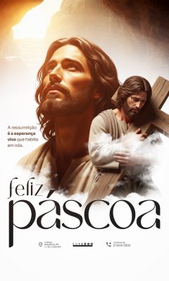 Páscoa A Ressurreição é a Esperança Feliz Páscoa PSD Editável