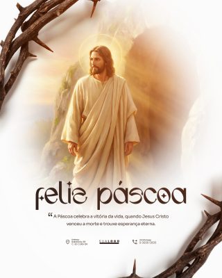 Páscoa Feliz Páscoa Jesus Cristo Coroa Espinhos Esperança PSD Editável