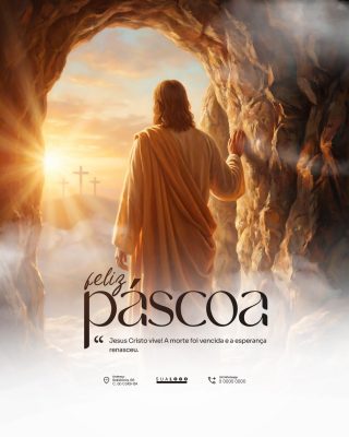 Páscoa Feliz Páscoa Jesus Cristo Vive Pós em Rede Social PSD Editável