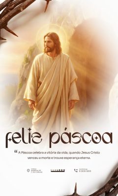 Páscoa Feliz Páscoa com A Vitória da Vida PSD Editável