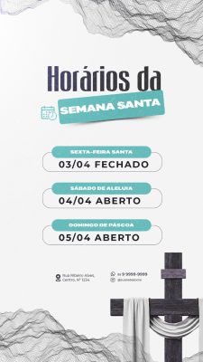 Semana Santa Horários de Funcionamento Modelo de Banner PSD Editável