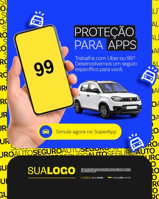seguro Proteção para Apps Trabalho com Uber ou 99 PSD Editável