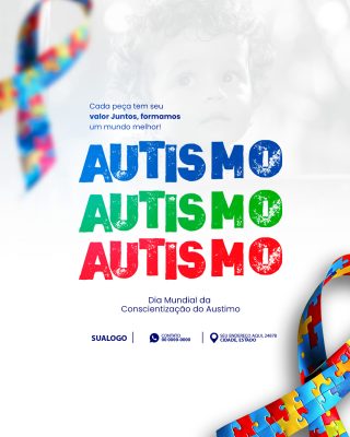 Autismo Dia da Conscientização Juntos Formamos um Mundo Melhor PSD Editável