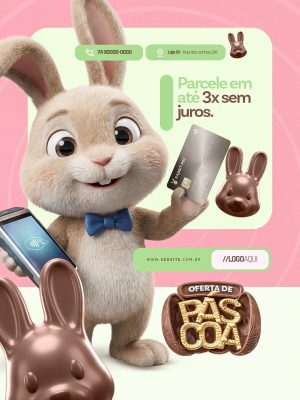 Oferta de Páscoa Parcele Em Até 3x Sem Juros PSD Editável