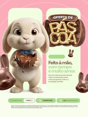 Oferta de Páscoa Feito à Mão Com Tempo e Muito Amor PSD Editável