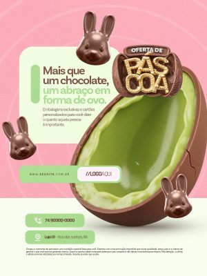Oferta de Páscoa Mais Que Um Chocolate Um Abraço Em Forma de Ovo PSD Editável