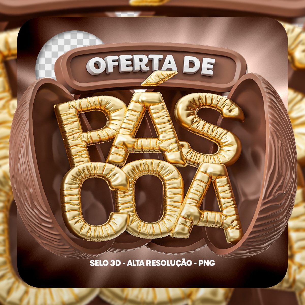 Oferta de Páscoa Selo 3D PSD 
