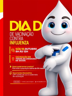 Vacinação Dia D Contra Influenza Sábado 18 Outubro PSD Editável