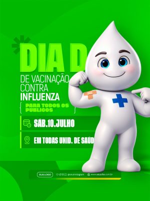 Vacinação Contra Gripe Dia D Para Todos os Públicos Julho PSD Editável