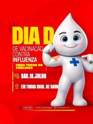 Dia D Vacinação Contra Influenza 10 de Julho PSD Editável