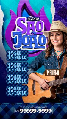 Story Flyer Agenda São João Mariana Festa Junina Country PSD Editável