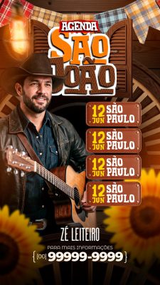 Story Flyer Agenda São João Zé Leiteiro para Mais Informações PSD Editável