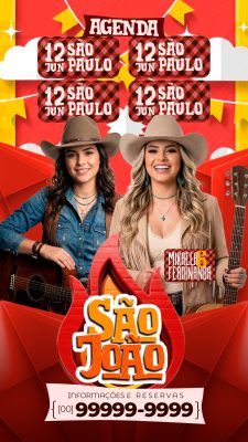 Story Flyer São João Mikaela Ferdinanda Agenda Festas Juninas PSD Editável