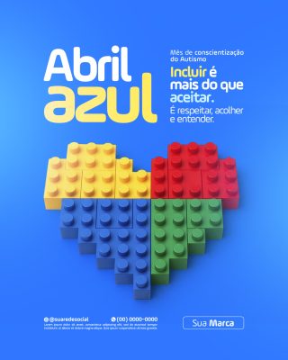 Abril Azul Conscientização Autismo Incluir Respeitar Acolher PSD Editável