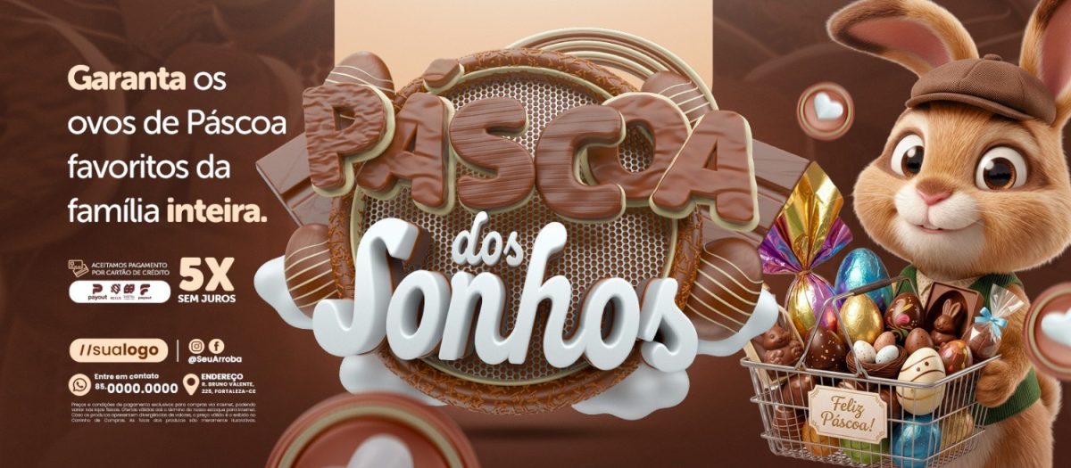 Páscoa dos Sonhos Garanta Seus Ovos Favoritos Banner PSD Editável
