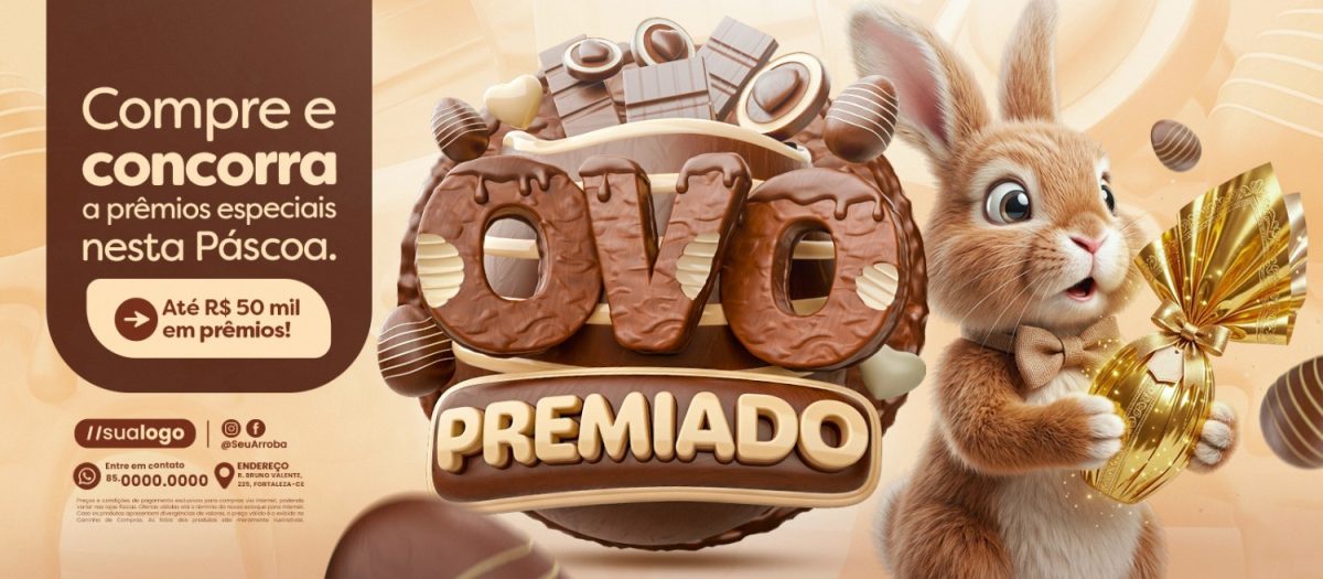 Páscoa Ovo Premiado Compre e Concorra Banner PSD Editável