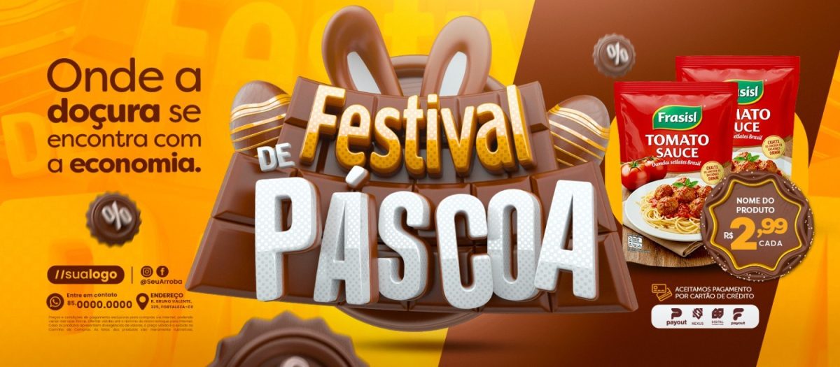 Festival de Páscoa Onde a Doçura se Encontra com a Economia Banner PSD Editável