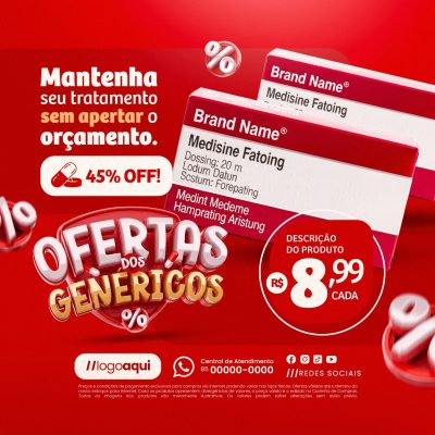 Ofertas dos Genéricos Mantenha Seu Tratamento Sem Apertar PSD Editável