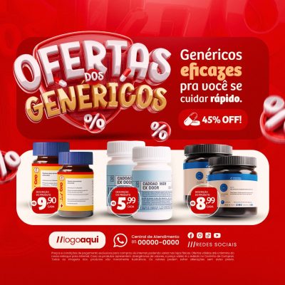 Ofertas dos Genéricos Eficazes Pra Você se Cuidar Rápido PSD Editável