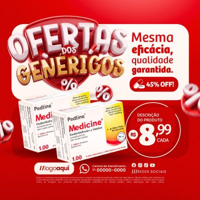 Ofertas dos Genéricos Mesma Eficácia Qualidade Garantida PSD Editável